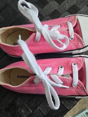 Converse Kids Low Top Canvas Sneakers - Hot Pink with White Accents